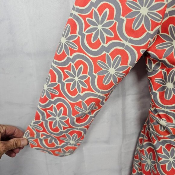 Aryeh Peach Gray Geometric True Wrap Mini Dress Boho Retro M - Picture 3 of 12